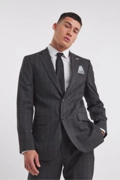 Jacamo Grey Michael Charcoal Check Suit Jacket Reg