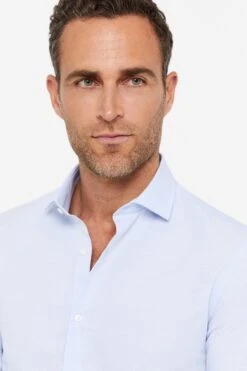 Cortefiel Slim Fit Blue Plain Easy Iron Textured Shirt -Cheap Drape Nova Store 184421s4