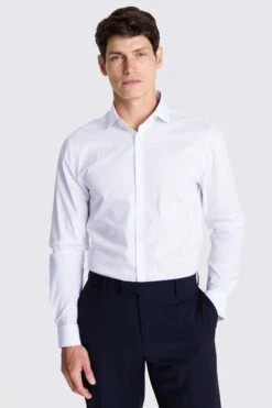 MOSS Extra Slim Fit White Single Cuff Stretch Shirt