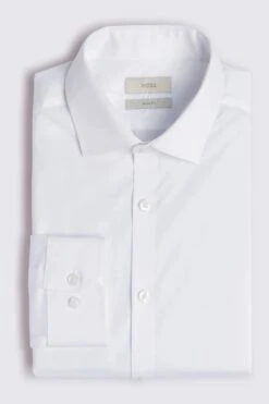 MOSS Extra Slim Fit White Single Cuff Stretch Shirt -Cheap Drape Nova Store 301505s4
