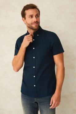 F&F Blue Textured Short Sleeve Shirt