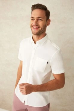 F&F White Textured Short Sleeve Shirt