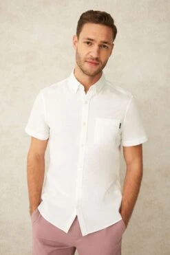F&F White Textured Short Sleeve Shirt -Cheap Drape Nova Store 344266s3