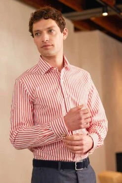 Savile Row Company Red Stripe Slim Fit Double Cuff Shirt 6 Savile Row Company Red Stripe Slim Fit Double Cuff Shirt -Cheap Drape Nova Store 350494s2