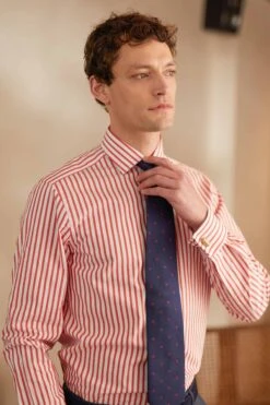 Savile Row Company Red Stripe Slim Fit Double Cuff Shirt 7 Savile Row Company Red Stripe Slim Fit Double Cuff Shirt -Cheap Drape Nova Store 350494s3