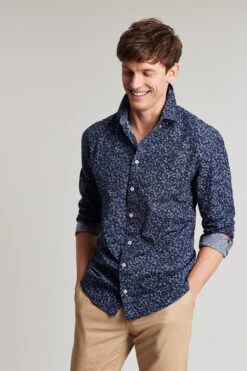 Joules Blue Invitation Long Sleeve Classic Fit Printed Shirt