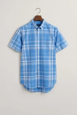 GANT Regular Fit Check Cotton Linen Short Sleeve Shirt