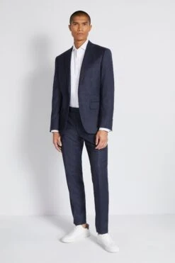 MOSS Tailored Fit Navy Milled Check Suit: Jacket -Cheap Drape Nova Store 691 307s3