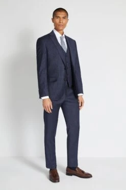 MOSS Tailored Fit Navy Milled Check Suit: Jacket -Cheap Drape Nova Store 691 307s4