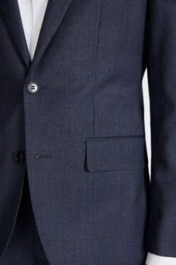 MOSS Tailored Fit Navy Milled Check Suit: Jacket -Cheap Drape Nova Store 691 307s5