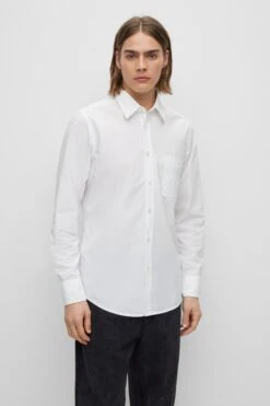 BOSS Regular Fit Shirt In Organic Cotton Poplin