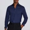 MOSS Blue Slim Fit Dark Stretch Shirt -Cheap Drape Nova Store 719722s