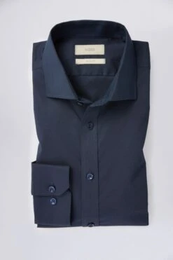 MOSS Blue Slim Fit Dark Stretch Shirt -Cheap Drape Nova Store 719722s3