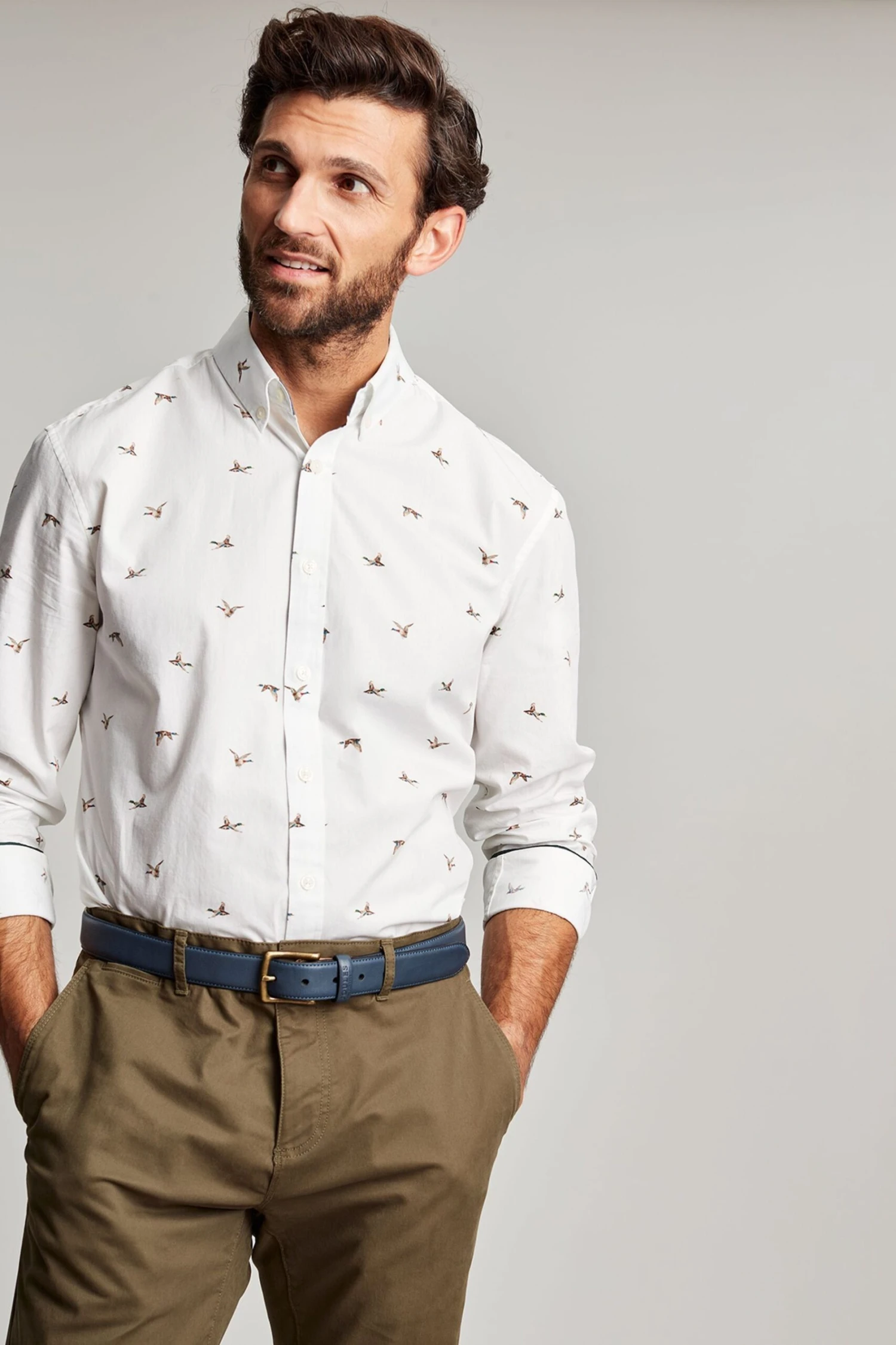 Joules Invitation Long Sleeve Classic Fit Printed White Shirt 8 Joules Invitation Long Sleeve Classic Fit Printed White Shirt - Image 6