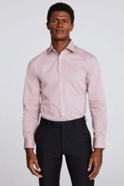 MOSS Pink Tailored-Fit Dusky Stretch Shirt