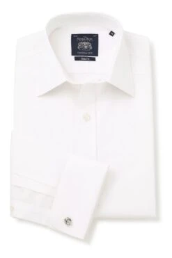 Savile Row White Poplin Slim Fit NonIron Double Cuff Shirt -Cheap Drape Nova Store 9373D6s2