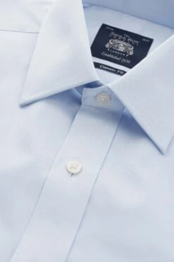 Savile Row Co Sky Blue Twill Classic Fit Double Cuff Shirt -Cheap Drape Nova Store 9409J9s2