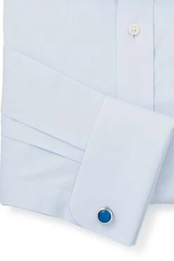 Savile Row Co Sky Blue Twill Classic Fit Double Cuff Shirt -Cheap Drape Nova Store 9409J9s3
