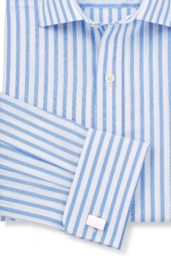 Savile Row Company Sky Blue Stripe Slim Fit Double Cuff Shirt -Cheap Drape Nova Store 944753s3
