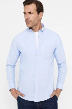 Cortefiel Blue Plain Oxford Shirt