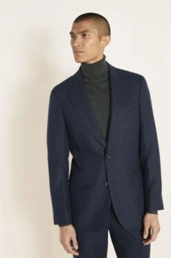 MOSS Tailored Fit Ink Herringbone Suit: Jacket