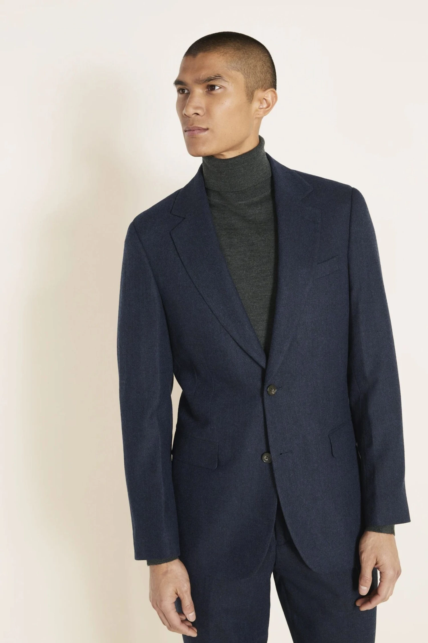 MOSS Tailored Fit Ink Herringbone Suit: Jacket 3 MOSS Tailored Fit Ink Herringbone Suit: Jacket