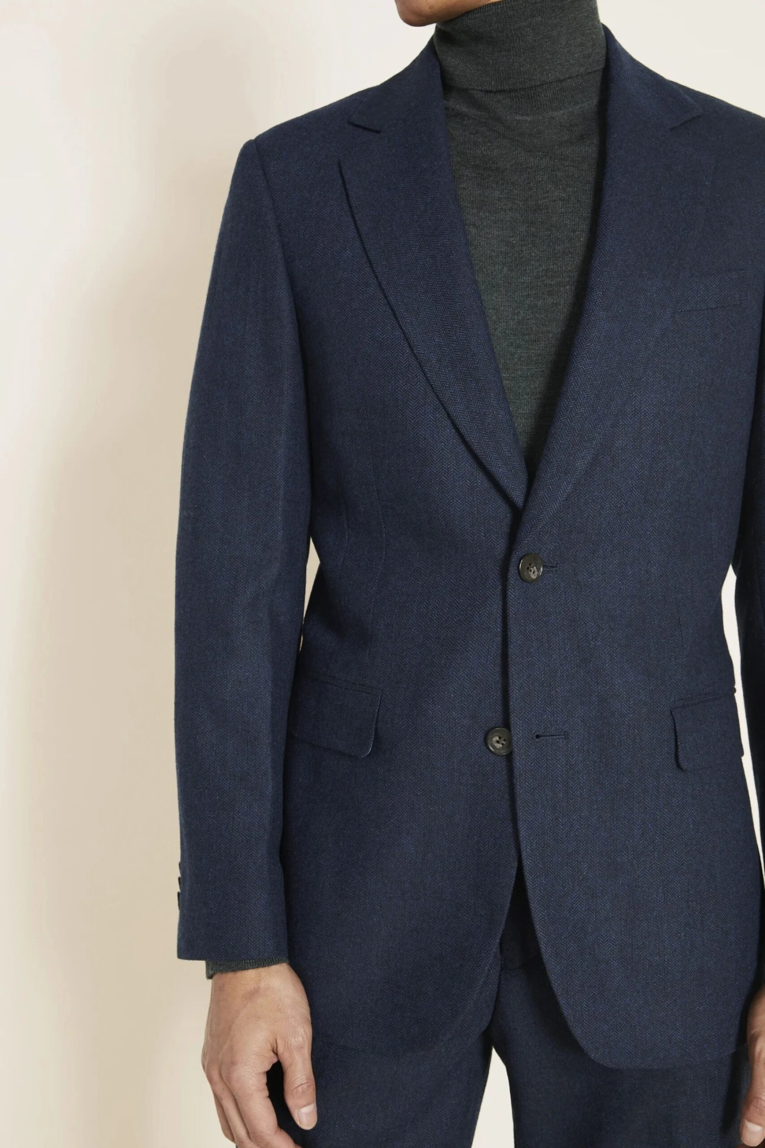 MOSS Tailored Fit Ink Herringbone Suit: Jacket 6 MOSS Tailored Fit Ink Herringbone Suit: Jacket - Image 4