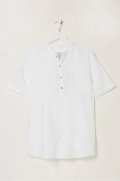FatFace White Pop Over Linen Shirt -Cheap Drape Nova Store A81991s4