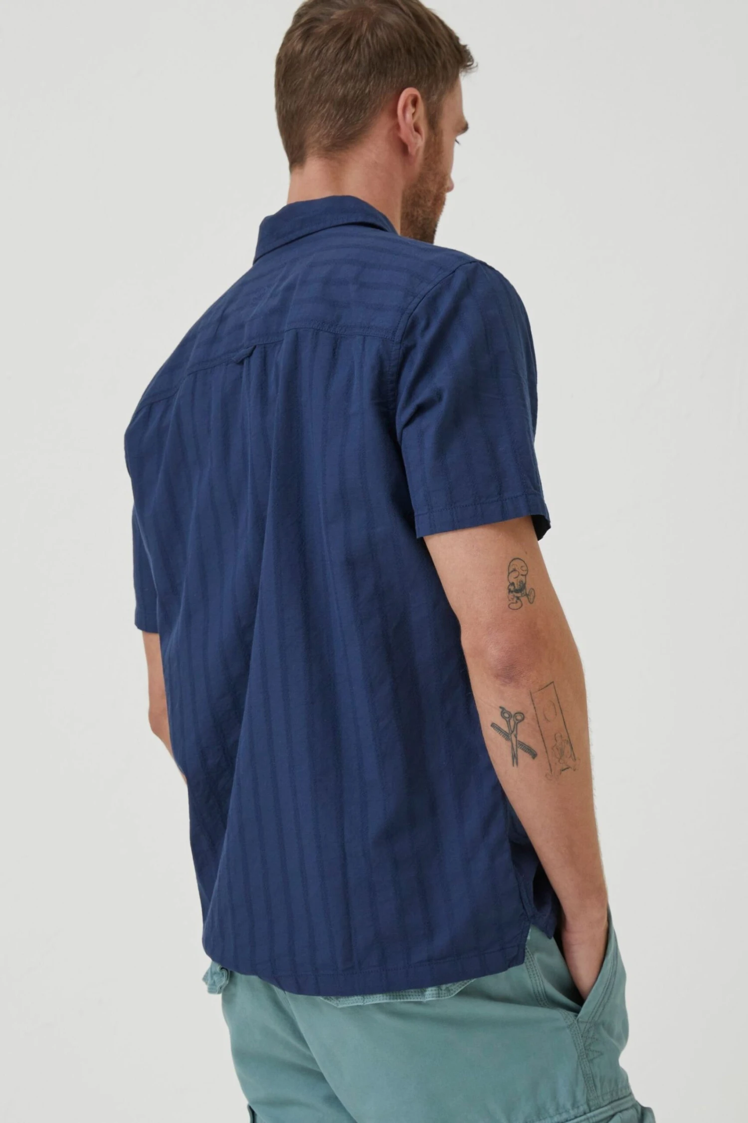 FatFat Blue Self Stripe Revere Shirt 4 FatFat Blue Self Stripe Revere Shirt - Image 2