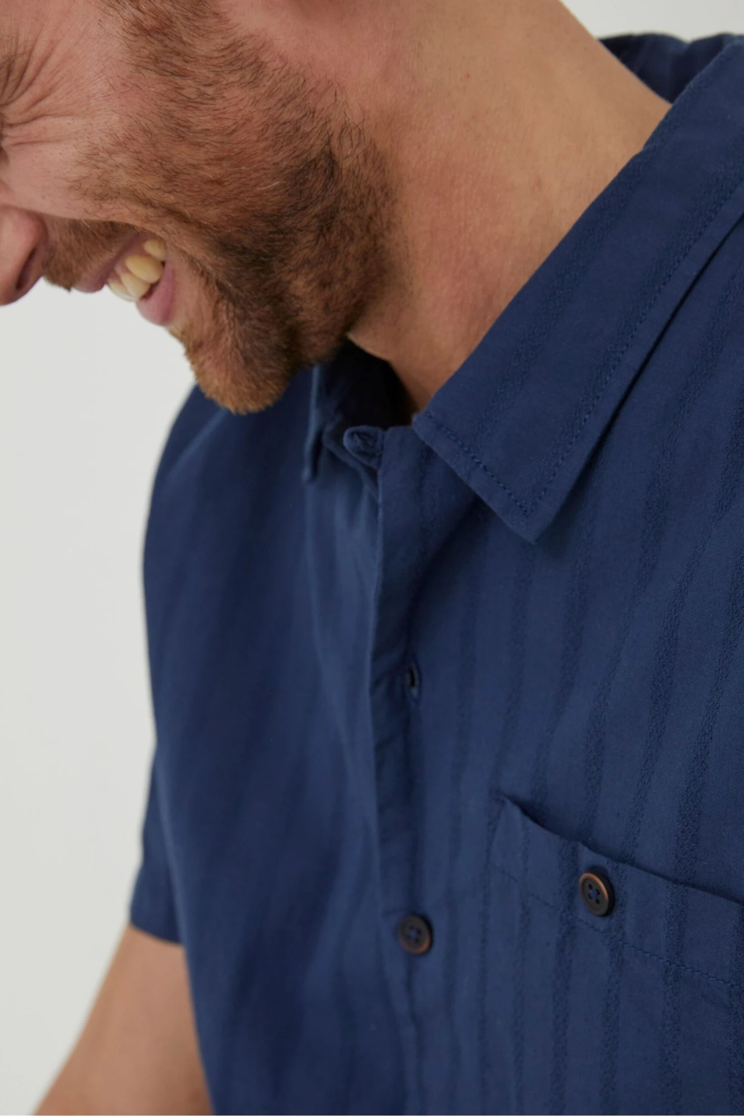 FatFat Blue Self Stripe Revere Shirt 5 FatFat Blue Self Stripe Revere Shirt - Image 3