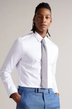 Ted Baker White Holmess Long Sleeve Slim Fit Shirt