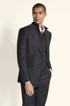 MOSS Tailored Fit Grey Wool Check Suit: Jacket