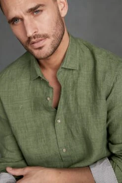 Next Signature Délavé 100% Linen Trimmed Shirt