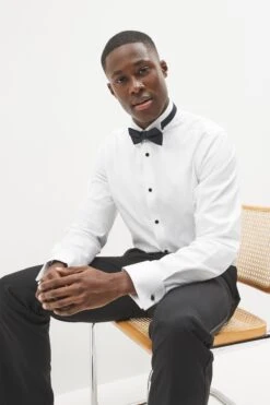 Next White Textured Regular Fit Double Cuff Dress Shirt -Cheap Drape Nova Store C36484s3