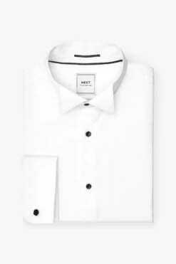 Next White Textured Regular Fit Double Cuff Dress Shirt -Cheap Drape Nova Store C36484s6