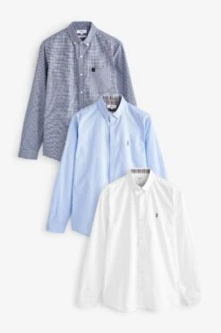 Next Long Sleeve Stretch Oxford Shirt Multipack