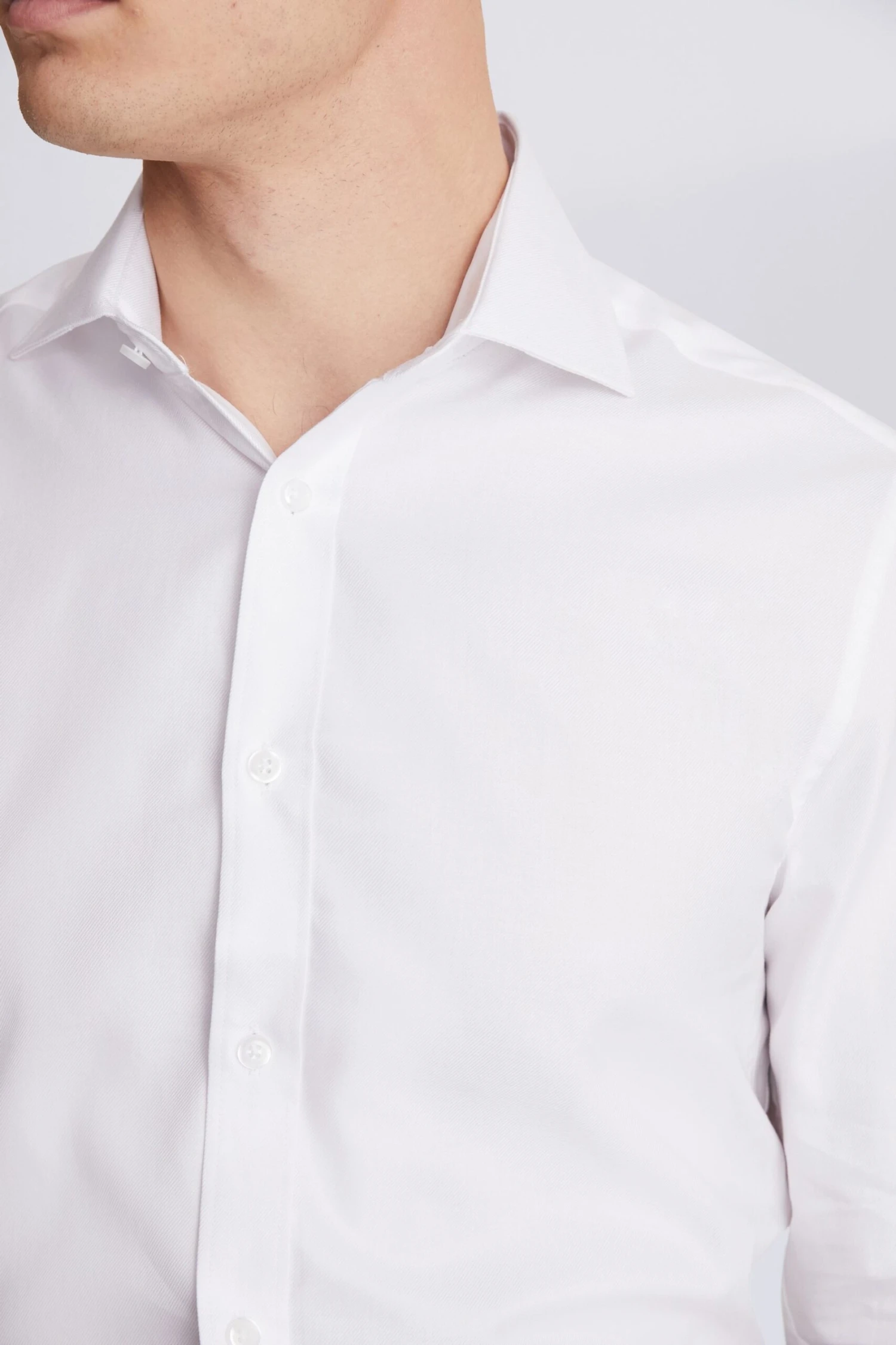 MOSS White Tailored Fit White Double Cuff Twill Shirt 4 MOSS White Tailored Fit White Double Cuff Twill Shirt - Image 2