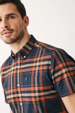 Next Stretch Oxford Check Short Sleeve Shirt