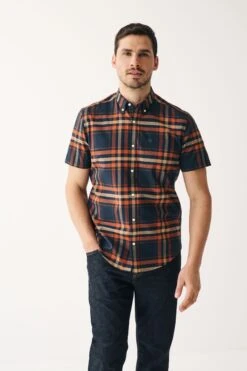 Next Stretch Oxford Check Short Sleeve Shirt -Cheap Drape Nova Store C47 912s3