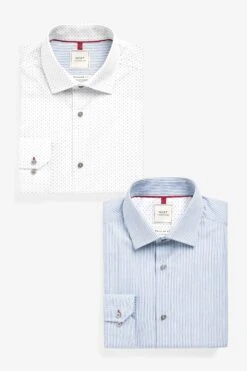Next Green Print/White Stripe Trimmed Shirts 2 Pack -Cheap Drape Nova Store C51266s5