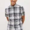 Next Linen Blend Short Sleeve Check Shirt 1 Next Linen Blend Short Sleeve Check Shirt -Cheap Drape Nova Store C59302s