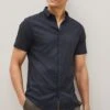 Armani Exchange Navy Stretch Short Sleeve Shirt -Cheap Drape Nova Store C63263s