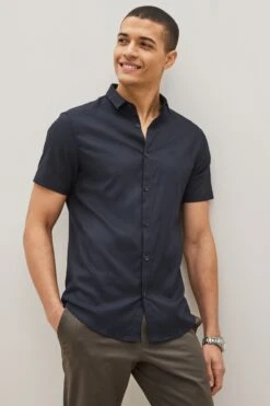 Armani Exchange Navy Stretch Short Sleeve Shirt