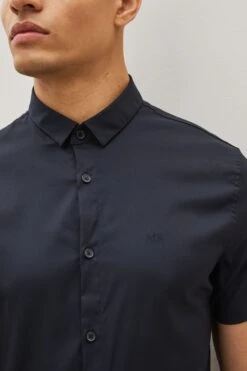 Armani Exchange Navy Stretch Short Sleeve Shirt -Cheap Drape Nova Store C63263s3
