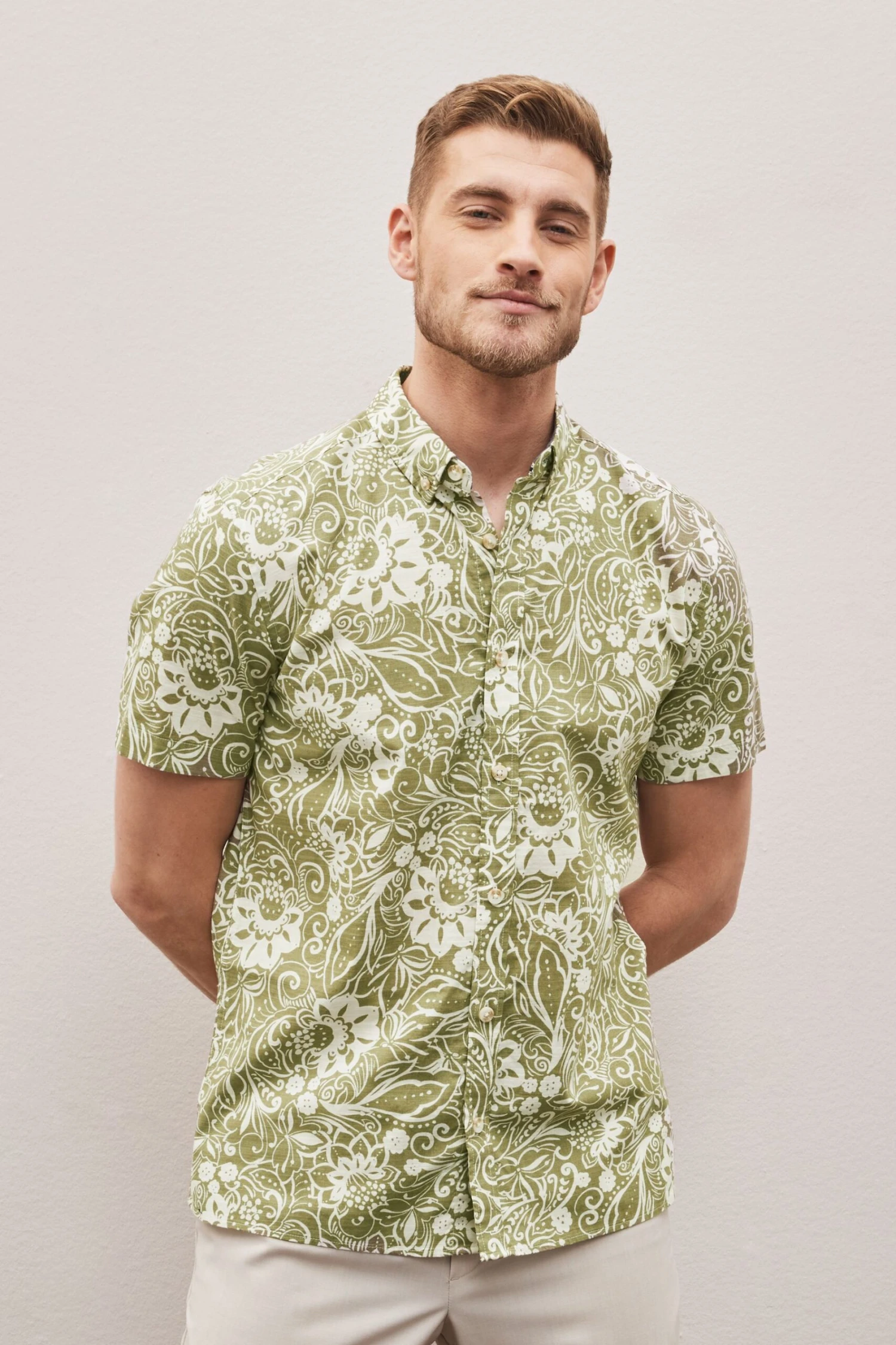 Next Hawaiian Printed Cuban Collar Short Sleeve Shirt 3 Next Hawaiian Printed Cuban Collar Short Sleeve Shirt