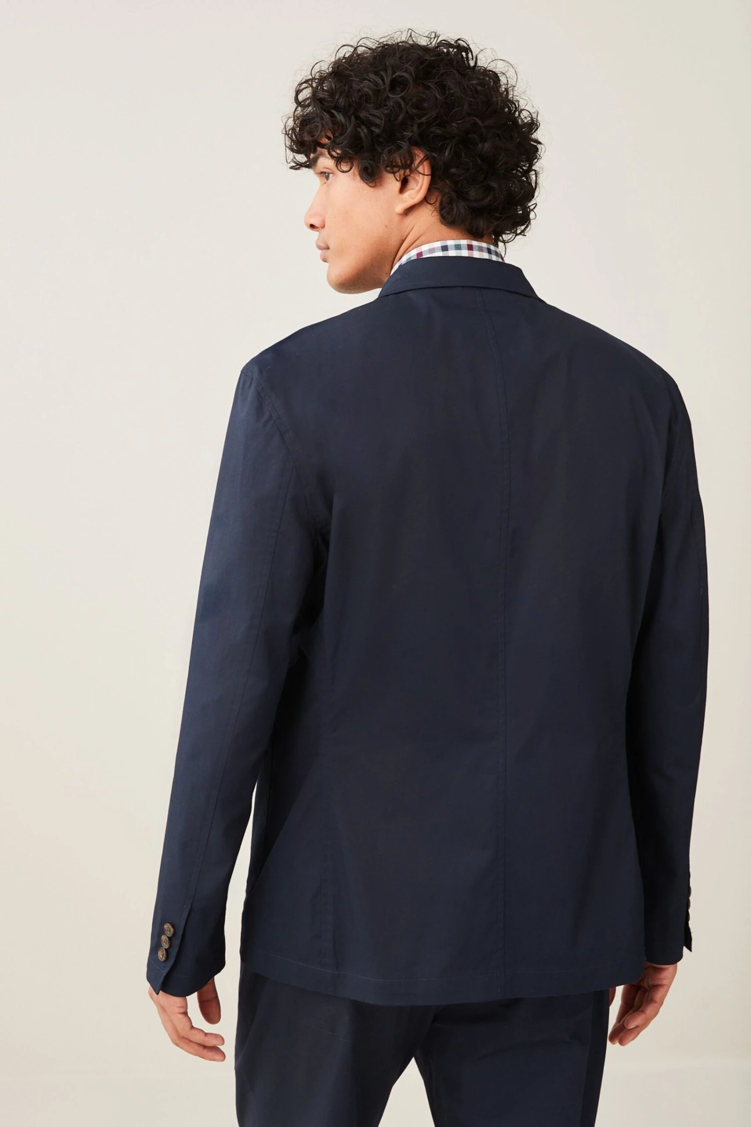 Next Navy Blue Relaxed Fit Cotton Rich Suit: Jacket 7 Next Navy Blue Relaxed Fit Cotton Rich Suit: Jacket - Image 5