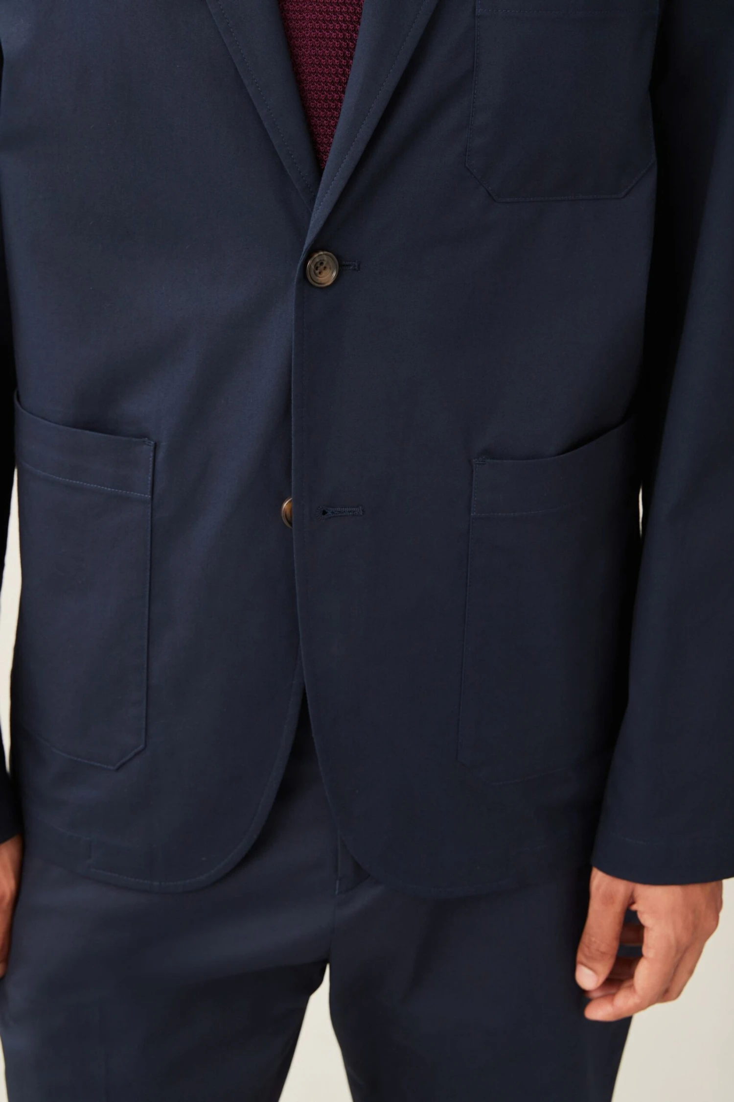 Next Navy Blue Relaxed Fit Cotton Rich Suit: Jacket 8 Next Navy Blue Relaxed Fit Cotton Rich Suit: Jacket - Image 6