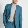 MOSS Slim Fit Teal Blue Flannel Suit: Jacket 2 MOSS Slim Fit Teal Blue Flannel Suit: Jacket -Cheap Drape Nova Store C69 071s