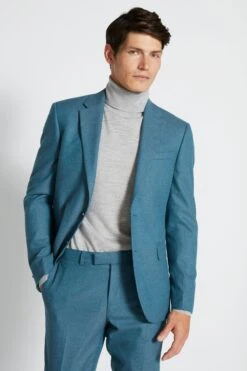 MOSS Slim Fit Teal Blue Flannel Suit: Jacket