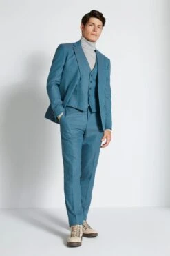 MOSS Slim Fit Teal Blue Flannel Suit: Jacket 10 MOSS Slim Fit Teal Blue Flannel Suit: Jacket -Cheap Drape Nova Store C69 071s4